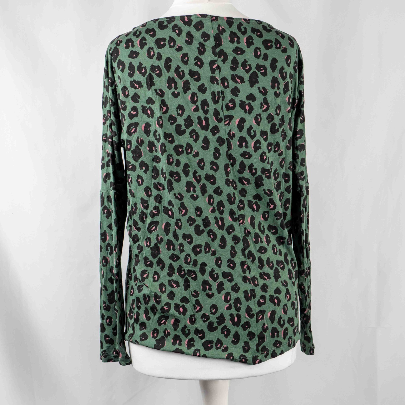 Next Green Leopard Print Long Sleeve 6 Top Pre-Owned image 3