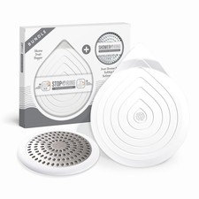 ShowerRing and StopRing Combo, Metal Drain Protector/Silicone Stopper - White