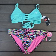 TYR Women Durafast Seafoam Crosscutfit Top Drift Workout Bikini SZ XL New