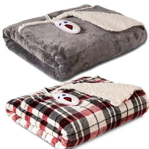 Biddeford heated velour sherpa blanket hot sale