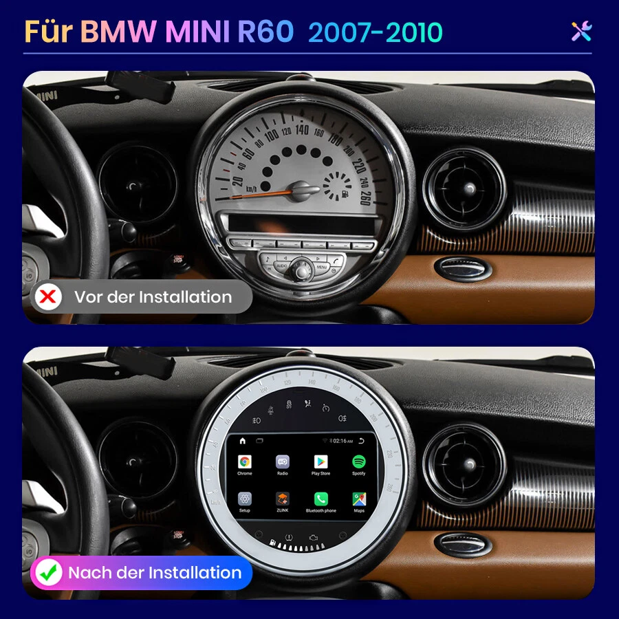 9" 2+32GB Android 12 Autoradio GPS Navi für BMW Mini Cooper R55 R56 2007-2013 - Bild 3 von 4