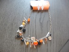 NEW NWT Halloween Enamel Bead long charm Necklace ghost Earring Set