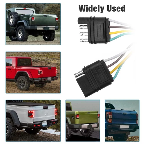 4-Pin Plug Trailer Light Wiring Harness Extension Flat Wire Connector 2ft 18awg - Bild 4 von 22