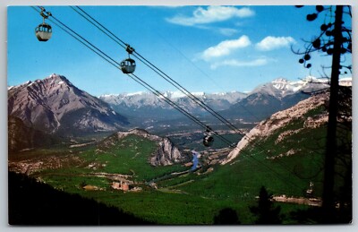 Banff Sulphur Mountain Gondola Lift Cascade Mountain Canadian Rockies  Postcard