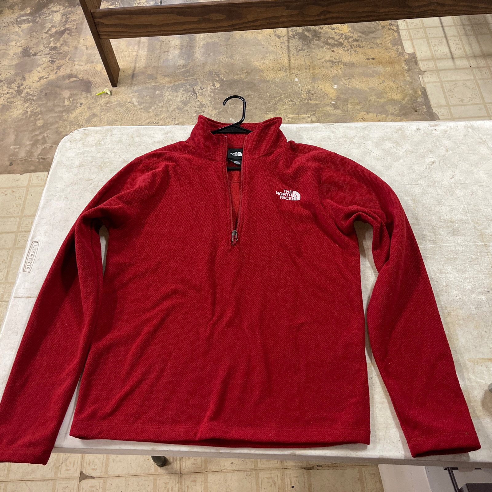 Quarter Zip Fleece Pullover Red Mens 