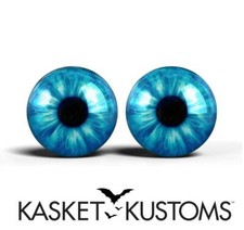 Ocean Blue Glass Eyes -PIXEL FREE- Human Doll Realistic Taxidermy Eyeball Set