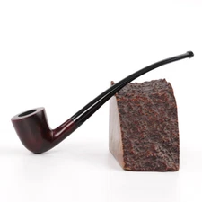Classic Long Small Reading Smoking Tobacco Pipe Handmade Briar Wooden Bent