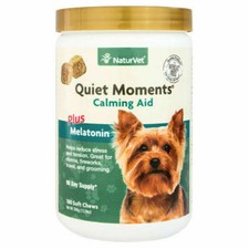 NaturVet Quiet Moments Plus Melatonin Calming Aid for Dogs 180ct Soft Chew 2028