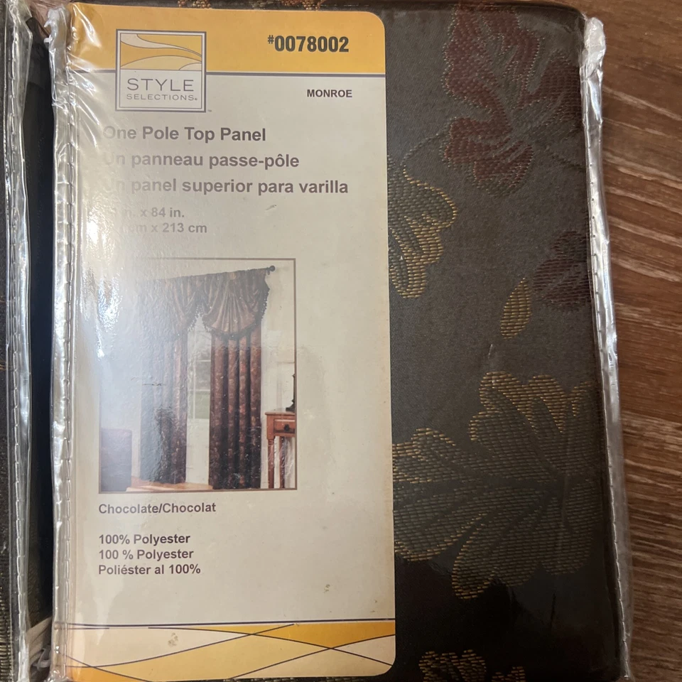 Juego de 2 Style Selections Monroe Chocolate 54”X 84 pulgadas 100 % poliéster Foto 3 de 4