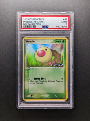 2005 Pokemon WEEDLE - 87/113 - Reverse Holo - Ex Delta Species -  PSA 9