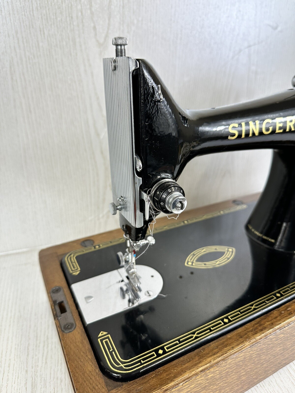 Vintage 1955 Singer 99k Hand Crank Sewing Machine with Accessories And