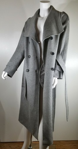 Mackage Blair Wool Grey Trench Coat, Size M, Pre-owned Missing Fur Collar - Picture 6 of 10