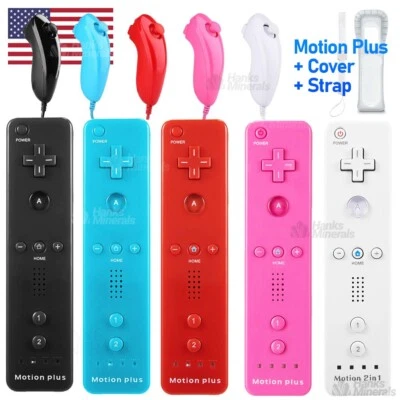 HANKS MINERALS Built-in Motion Plus Wii Remote & Nunchuck Controller For Nintendo Wii / Wii U