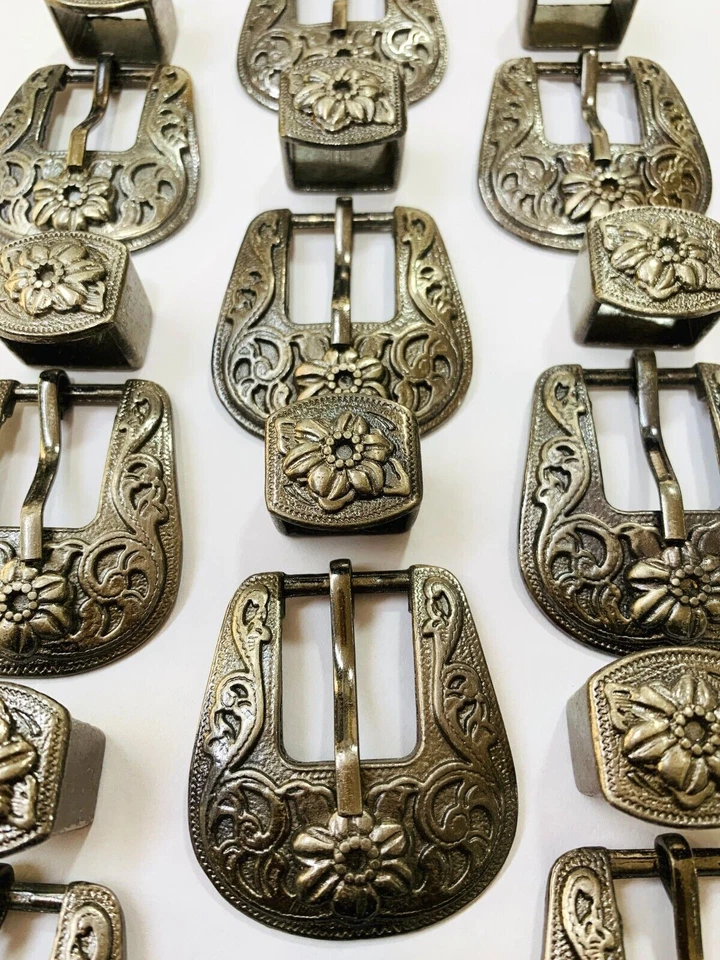 Juego de 10 piezas de hebilla occidental 2 piezas - Hebilla de cinturón ecuestre para mujer cuero artesanal Foto 2 de 4