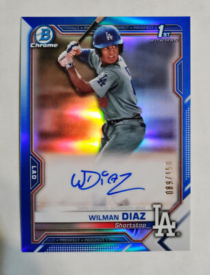 Wilman Diaz 2021 1st Bowman Chrome AUTO Prospect BLUE REFRACTOR 089/150 RC z3