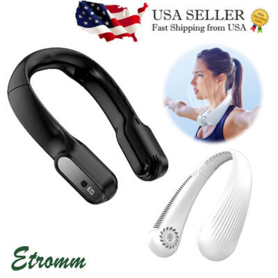 Portable USB Rechargeable Neckband Fan Lazy Neck Hanging Dual Cooling Mini Fan
