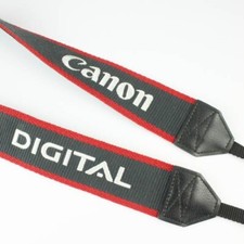 Canon EOS Digital 1.5" Wide Black/Grey/White - Cotton/Faux Leather Camera Strap