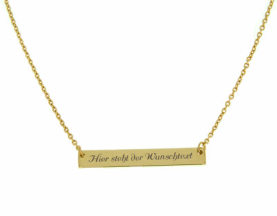 Nahu Kette mit Schild mit deiner Wunsch-Gravur Silber 925 vergoldet 42-45cm