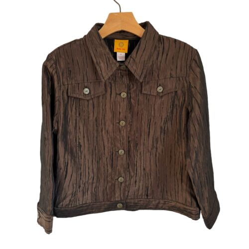Ruby Rd Blazer Size 12 Brown Textured Fabric Long Sleeves Women Jacket - Picture 3 of 12