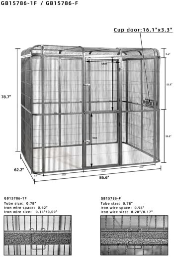 Seny Walk-in Bird Aviary Cage Parrot Macaw Reptile Dog H79xW86xD62 ...
