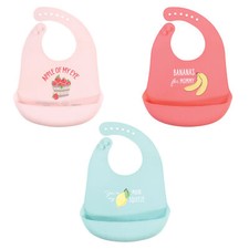 Hudson Baby Infant Girl Silicone Bibs, Apple Of My Eye, One Size