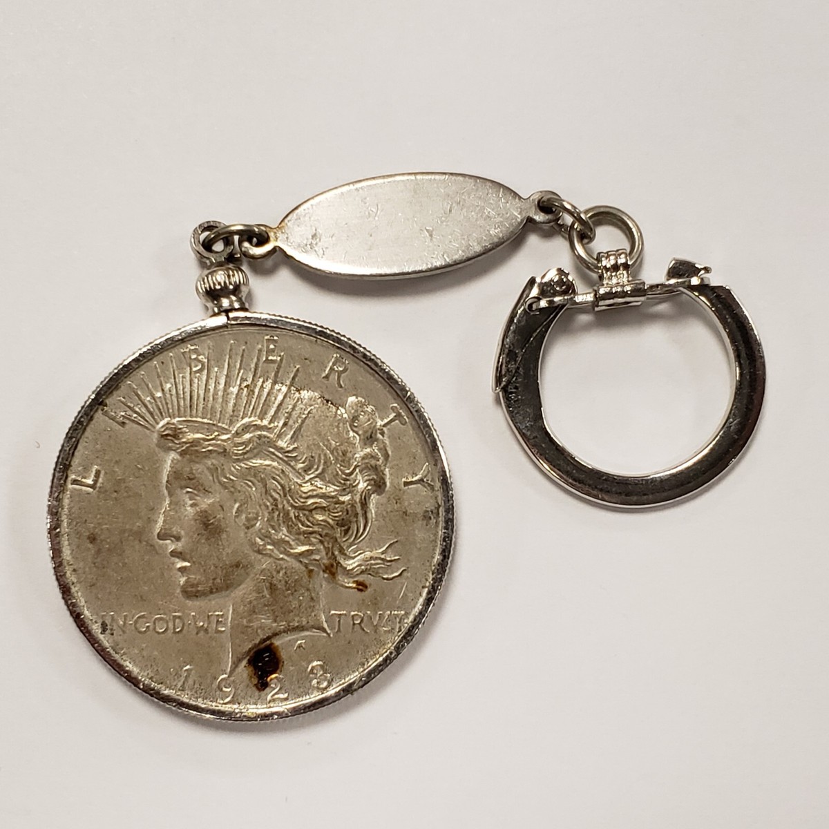 1923 $1 Peace Silver Dollar - Key Chain Coin Jewelry - SKU-F5391