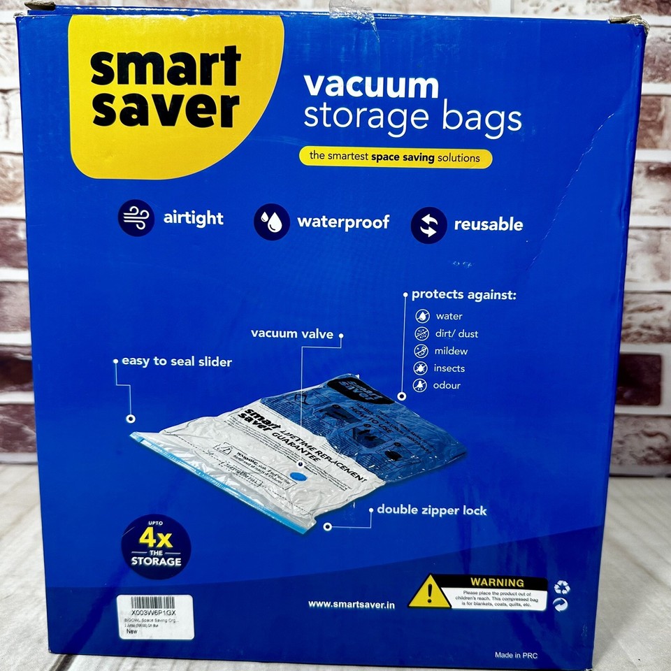 New 12 JUMBO Vacuum Storage Bags 40” X 28” FREE Hand Pump Smart Space