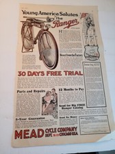 VINTAGE 1921 RANGER BICYCLES PAPER AD