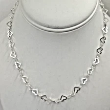 New Open Work Heart Link 925 Sterling Silver Chain Necklace Milor Italy 5.5mm
