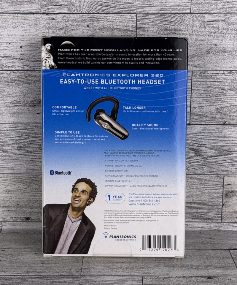 Plantronics Explorer 320 Ear-Hook Bluetooth Headset Silver/Black New In Package - Image 3 of 4