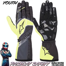 Alpinestars Youth Tech-1 K RACE S V2 CORPORATE Kart Gloves Anthracite/Lime