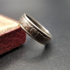 Vintage Wheeler Mfg Floral Silver band ring, 17 US size, silver