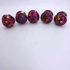 Set of 5 Magenta Glitter Multi-Color Gem 1.25...