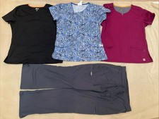 Cherokee Workwear WW 120 Grey Pewter Scrub Pants M Womens Top Lot UA Carhartt