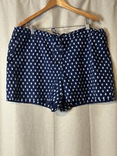 Loft Shorts Elastic Waist Drawstring Size XL Navy Blue Geometric