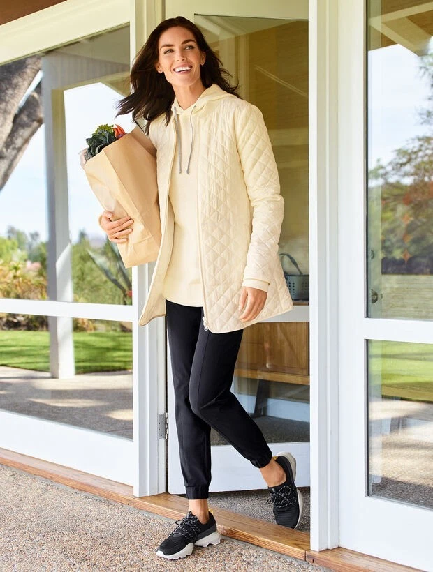 Chaqueta Larga Acolchada T By Talbots Mujer Grande Petite LP Crema Resistente al Agua  Foto 3 de 4