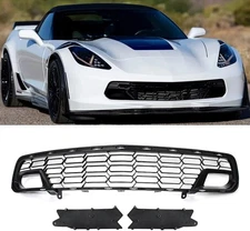 Carbon Flash Front Lower Grille Grill Compatible with Chevy Corvette C7 W/Camera