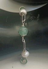  Sterling Silver Green Jade /White Pearl vintage 7