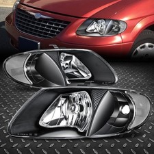 For 01-07 Grand Caravan Town Country Black Housing Clear Corner Headlight Lamps
