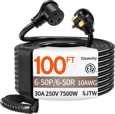 100FT 30 Amp 10 Gauge 3 Prong Welder Extension Cord, NEMA 6-50P to NEMA 6-50R, H