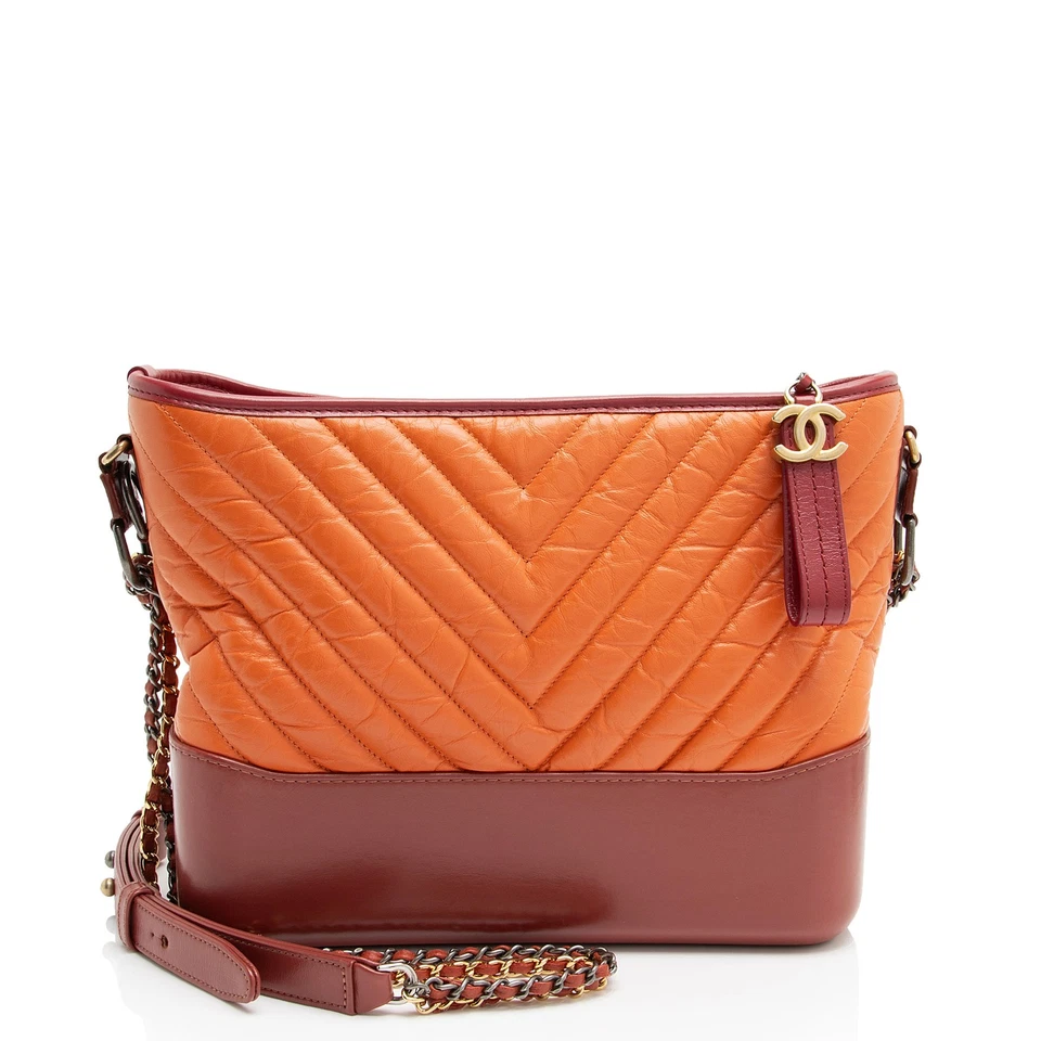 Chanel Chevron Aged Calfskin Gabrielle Medium Hobo