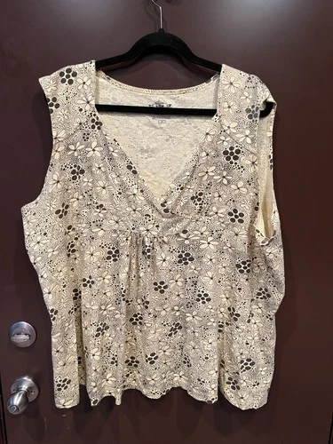 Route 66 Tank Top Women's 3x Yellow & Black Floral Sleeveless