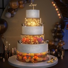 NPPLUS 3 Pcs Acrylic Round Cake Stand Lid, Clear Fillable Cake Tier Cake