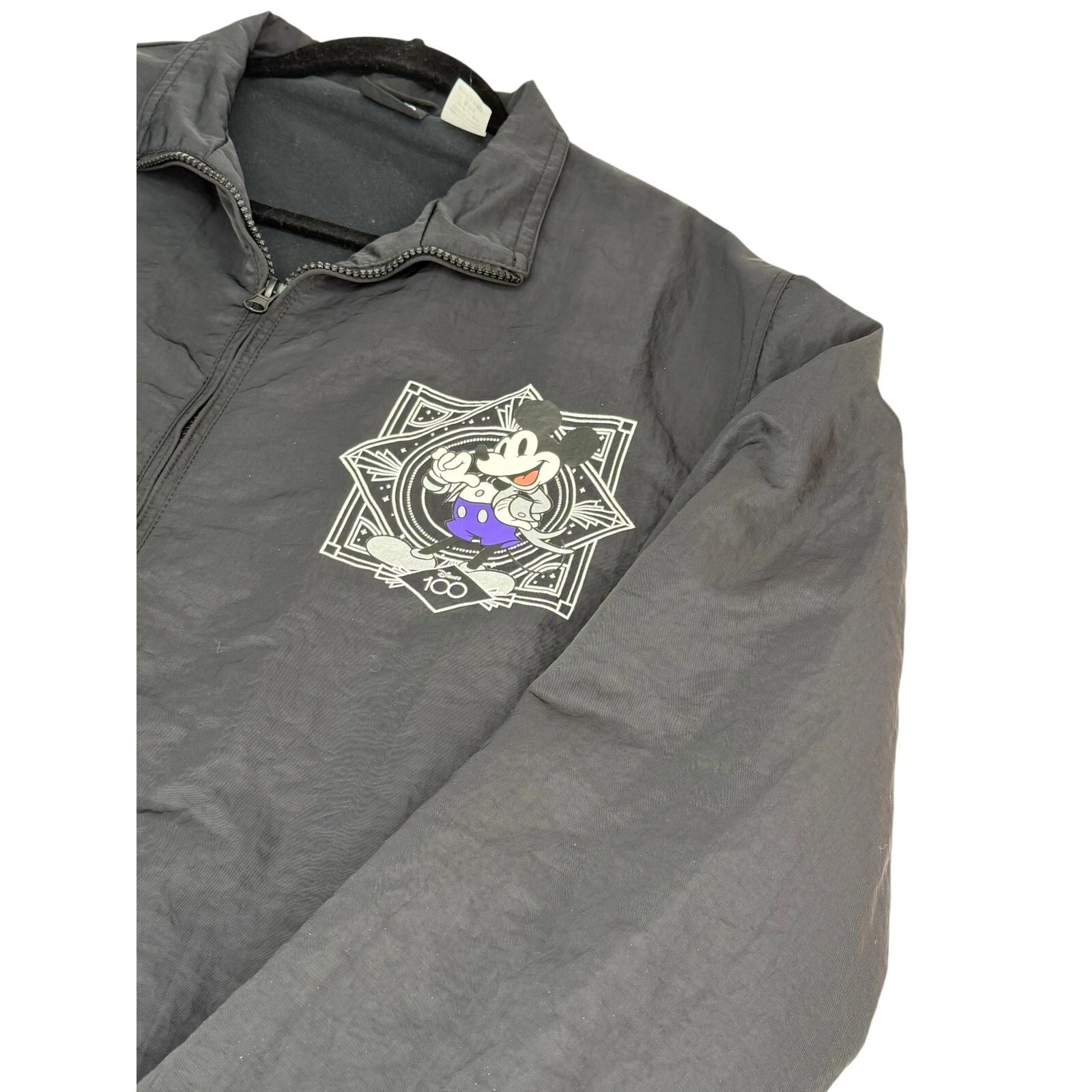 Disney 100 Year Windbreaker Jacket Mickey & Friends Full Zip Lined Adult L