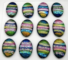 PREMIUM OVAL Lot 12 pcs handmade DICHROIC earring FUSED GLASS (BC5) cab pendant
