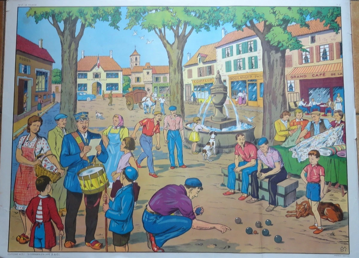 Tableau Pédagogique "Le Constructeur D'Escaliers" - Affiche Scolaire Vintage Basset - Occasion