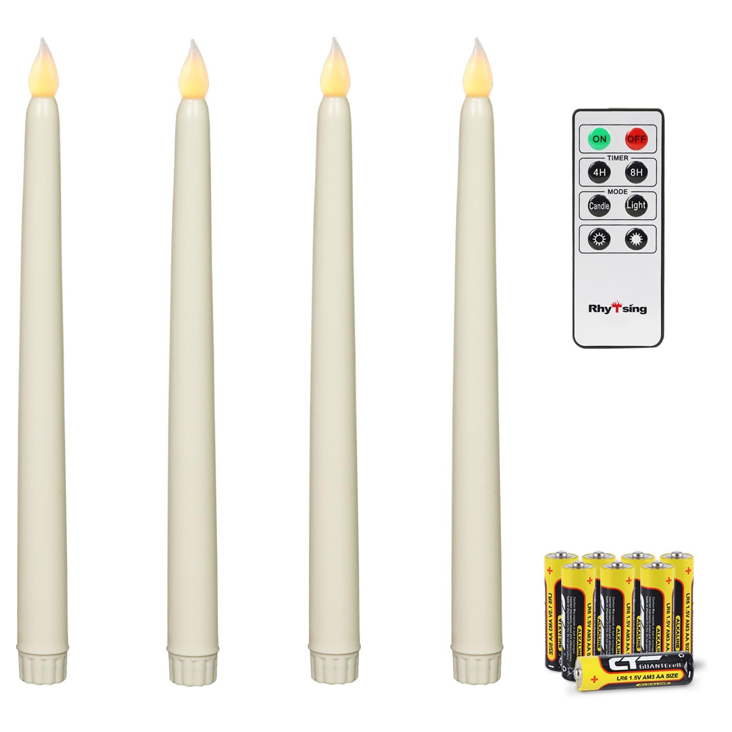 Bougies chandelier LED ivoire avec télécommande lot de 4 flambeaux de Noël 27.5 cm