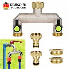 2-Wege Gardena Wasserverteiler Wasserhahn Verteiler 3/4" Messing schlauch Ventil