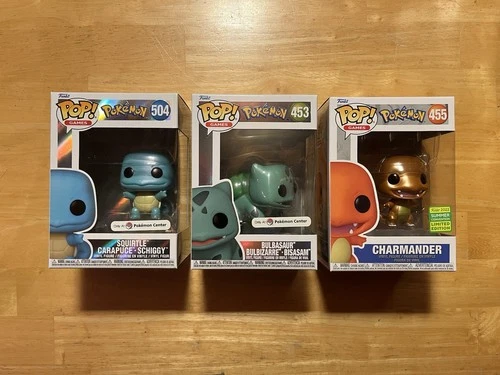 Bulbasaur, Charmander & Squirtle Funko Lot Of 3 Pokemon Center Exclusive 504 453