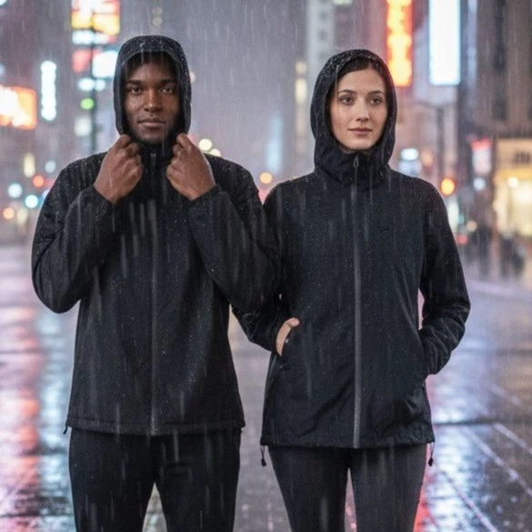 32 Degrees XL XXL Unisex Waterproof Hood Rain Jacket Lightweight SPF 50 UV Black